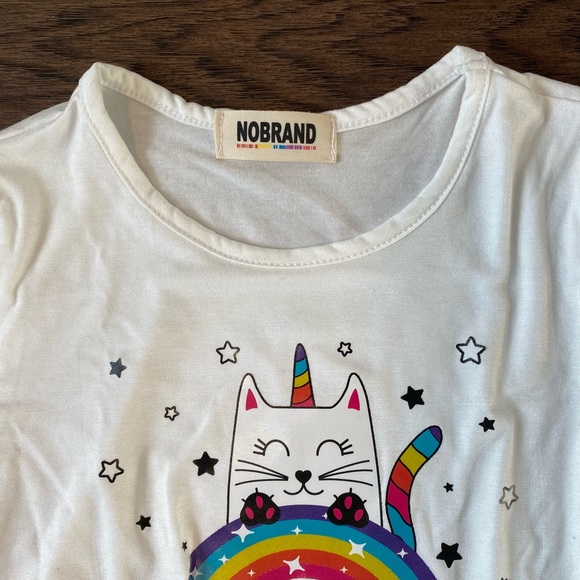 🌸NWOT🌸 Girl Rainbow Uni-Kitty Tie Front Top - Picture 3 of 4